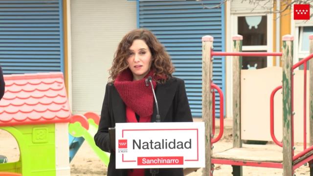 Ayuso durante la presentación de su plan de natalidad la pasada legislatura.