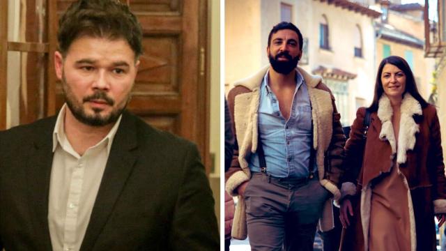 Fotomontaje de Rufián y una de las fotos de Vox.
