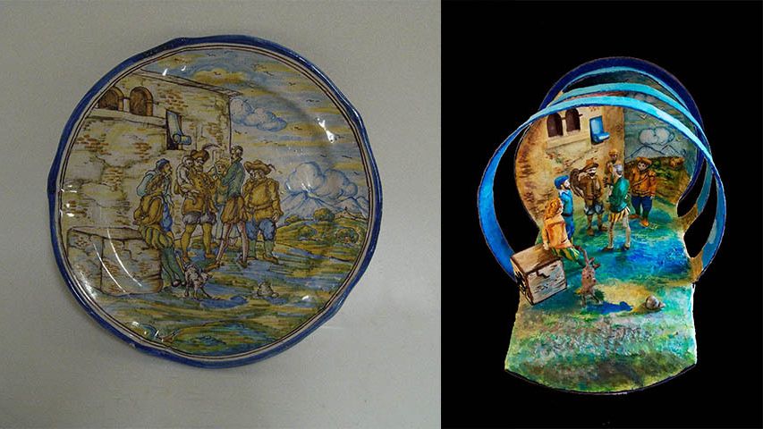 Pieza cerámica 'Escena del Titiritero', del Museo Ruiz de Luna. Foto: UCLM