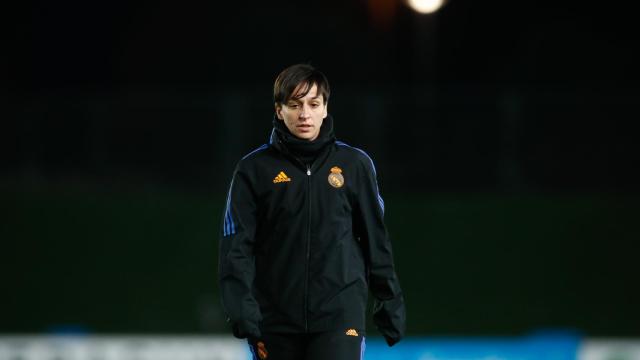 Marta Corredera, jugadora del Real Madrid, antes de un partido