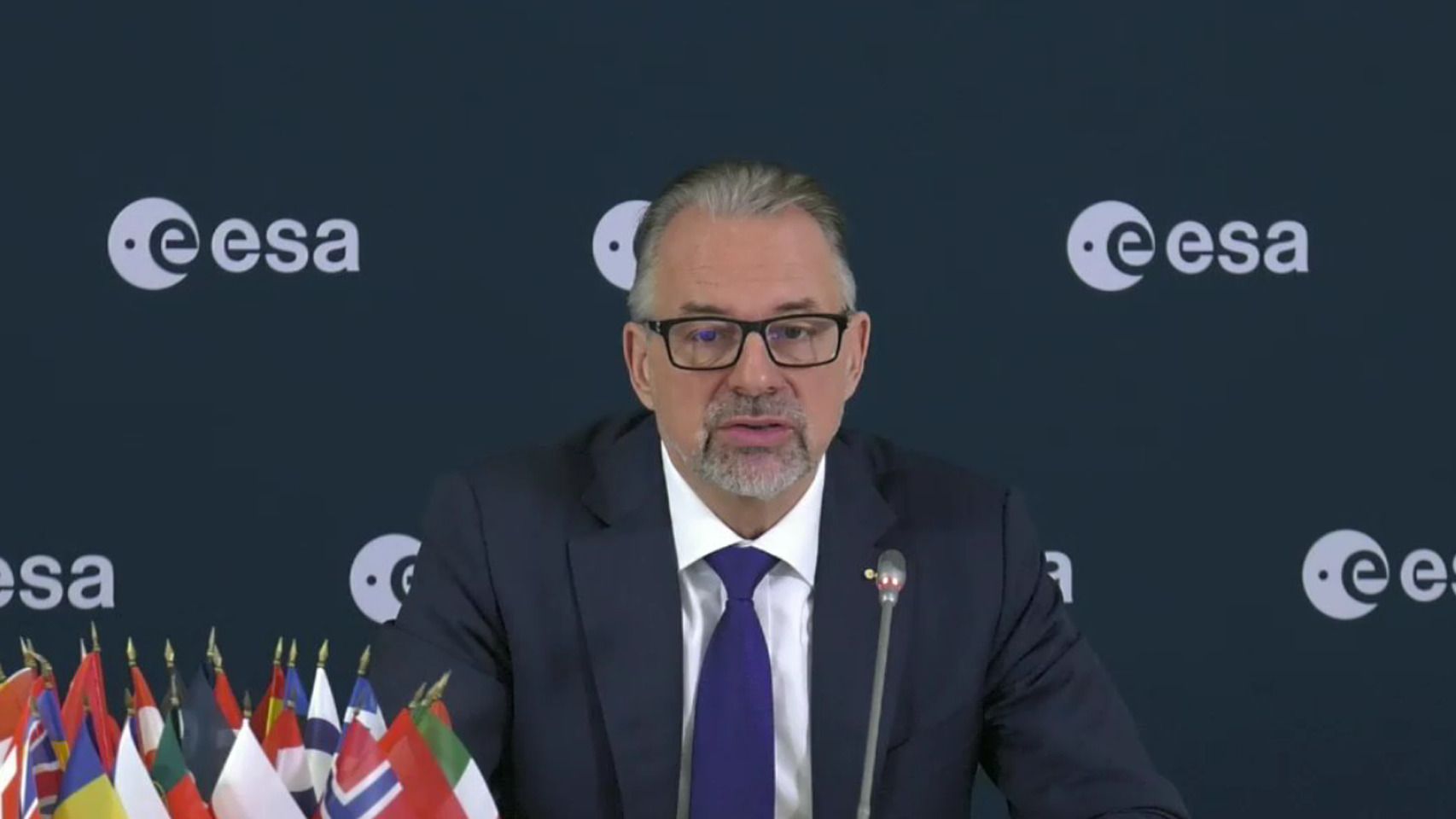 Josef Aschbacher, director general de la ESA, durante la conferencia de prensa.