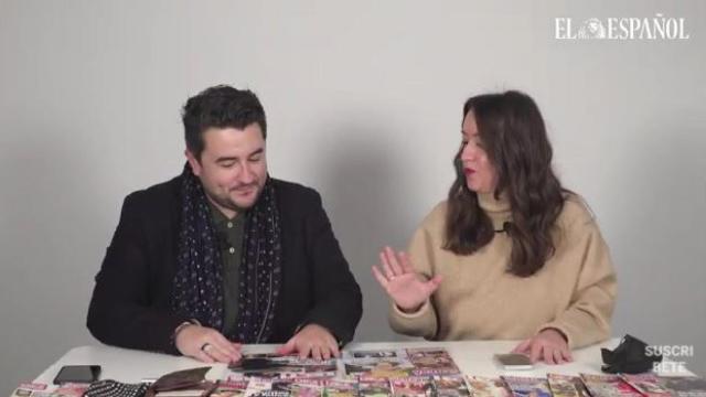 Jesús Carmona y Cristina Rodrigo grabando el kiosco rosa, en vídeo.