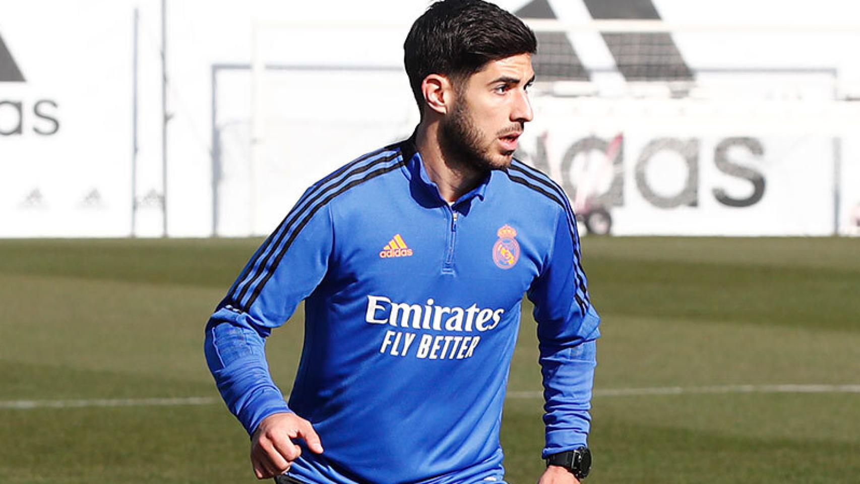Marco Asensio, en un entrenamiento del Real Madrid en 2022