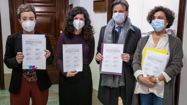Los diputados Bel Pozueta, Sofía Fernández Castañón, Jaume Asens y Pilar Vallugera.