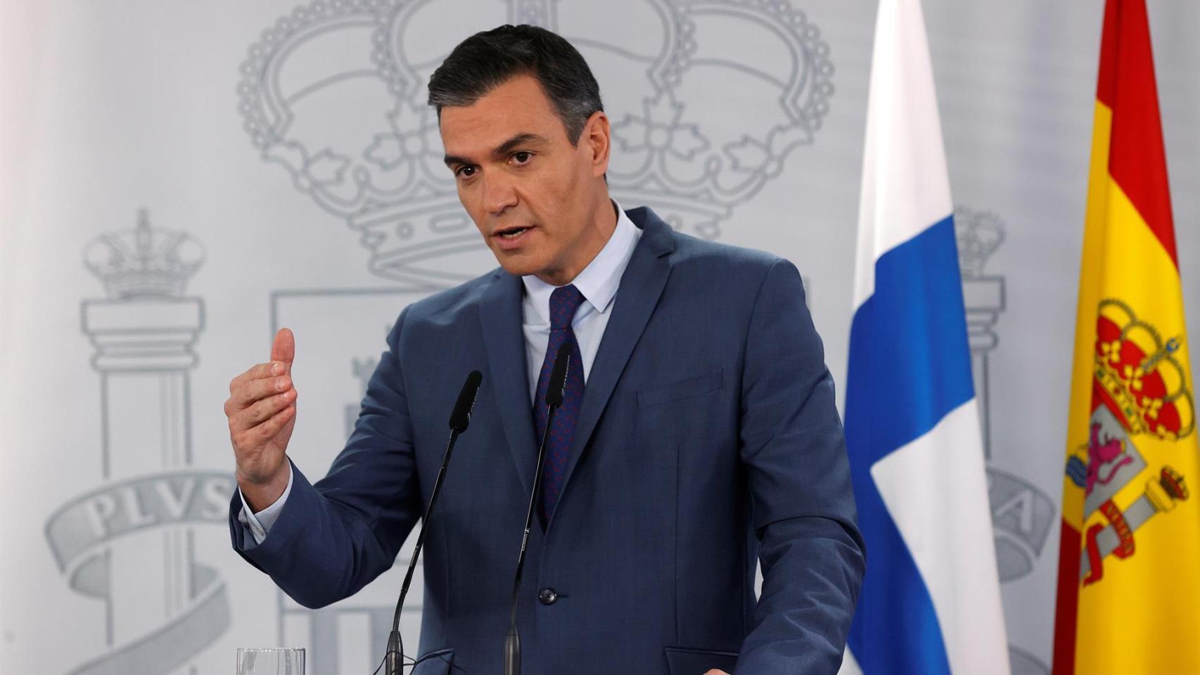 El presidente del Gobierno, Pedro Sánchez, este miércoles en La Moncloa. Efe