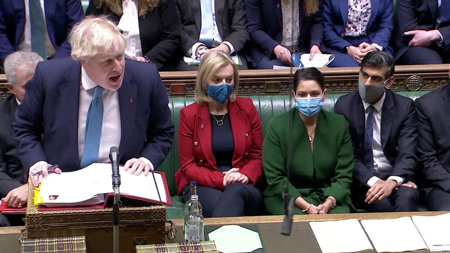 Boris Johnson, en su comparecencia semanal ante el Parlamento británico.
