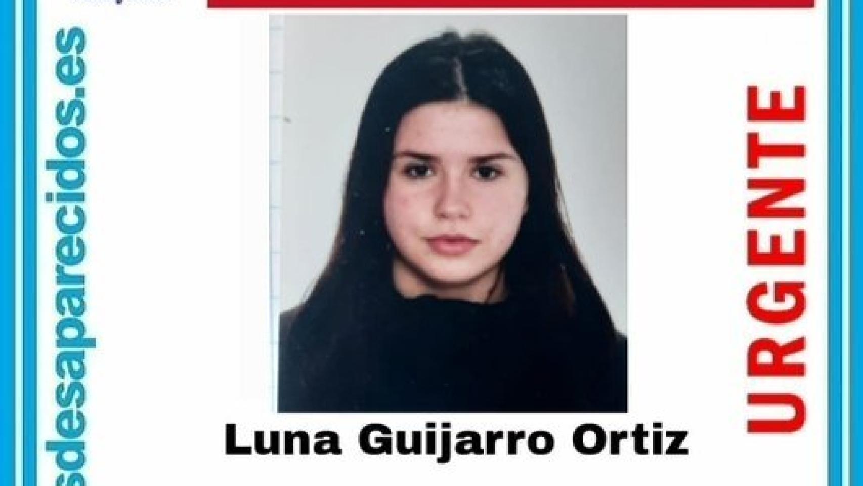 Cartel que alerta de la desaparición de Luna.