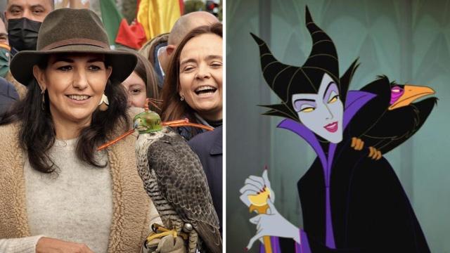 Fotomontaje de Rocío Monasterio y la Maléfica animada de Disney.