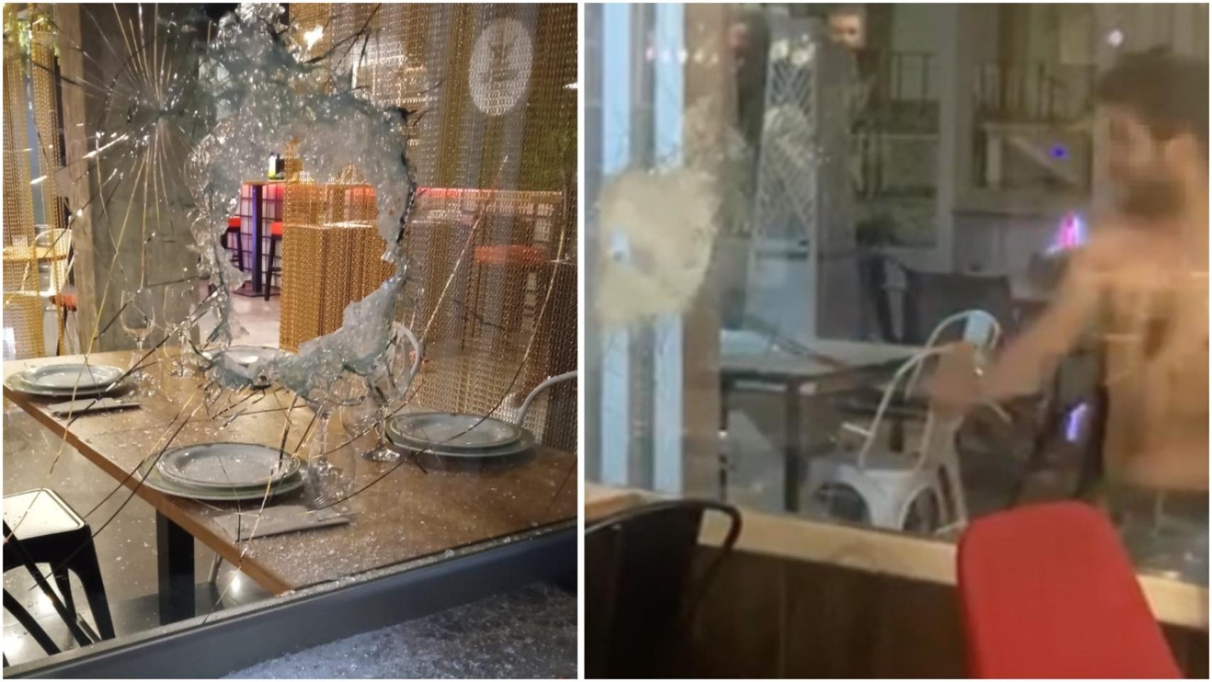 Hicham durante el intento de asalto al Restaurante Borrego Canalla de Bullas donde se refugió su novia.