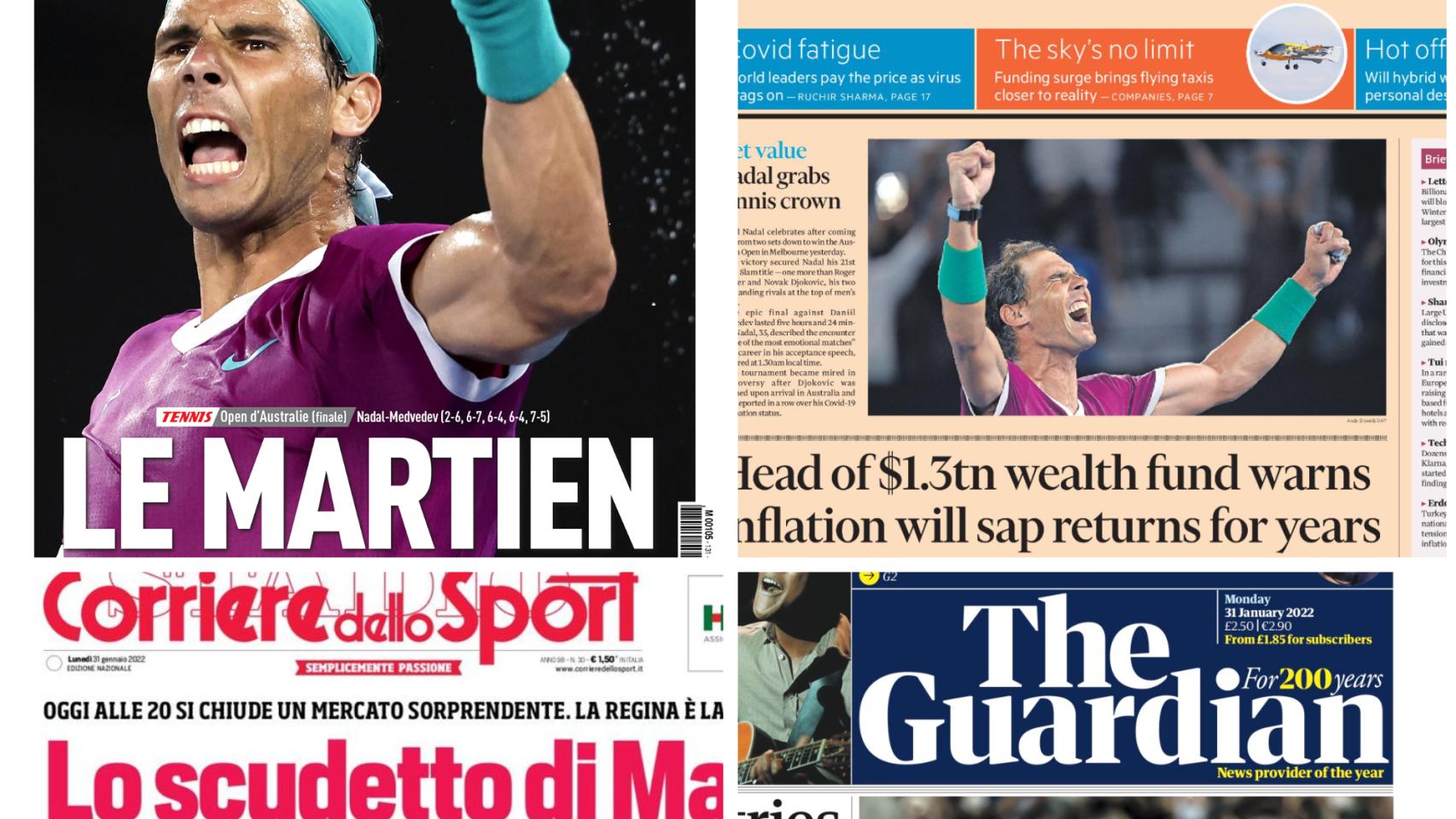 Las portadas internacionales destacan la victoria de Rafa Nadal