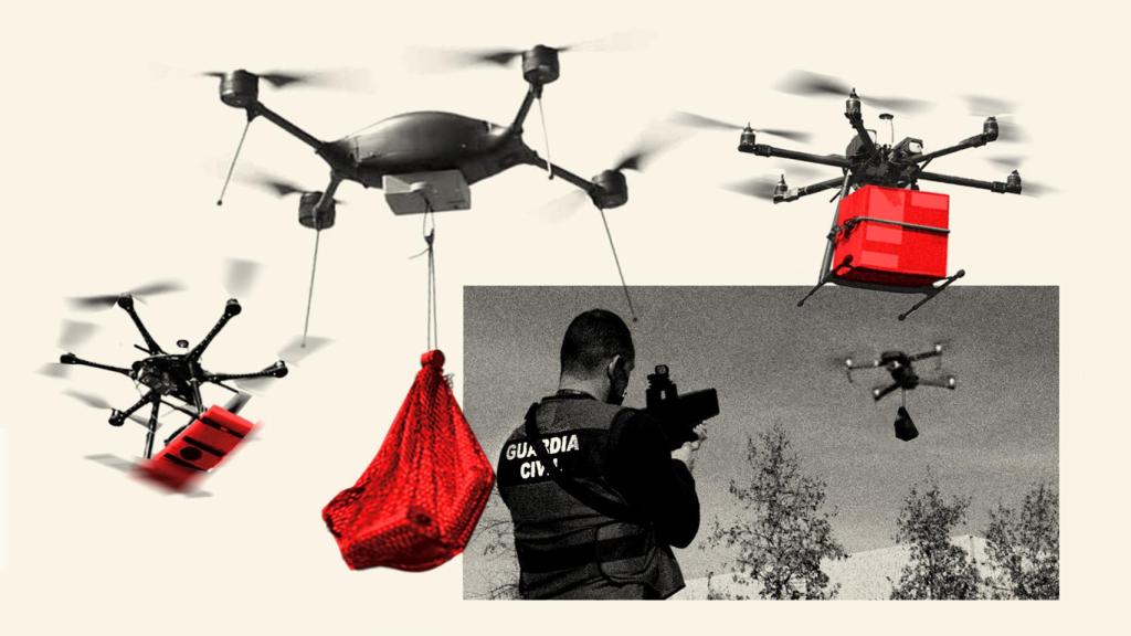 Los narcodrones se vienen arriba: hachís y móviles para presos y controlar  a la Guardia Civil.