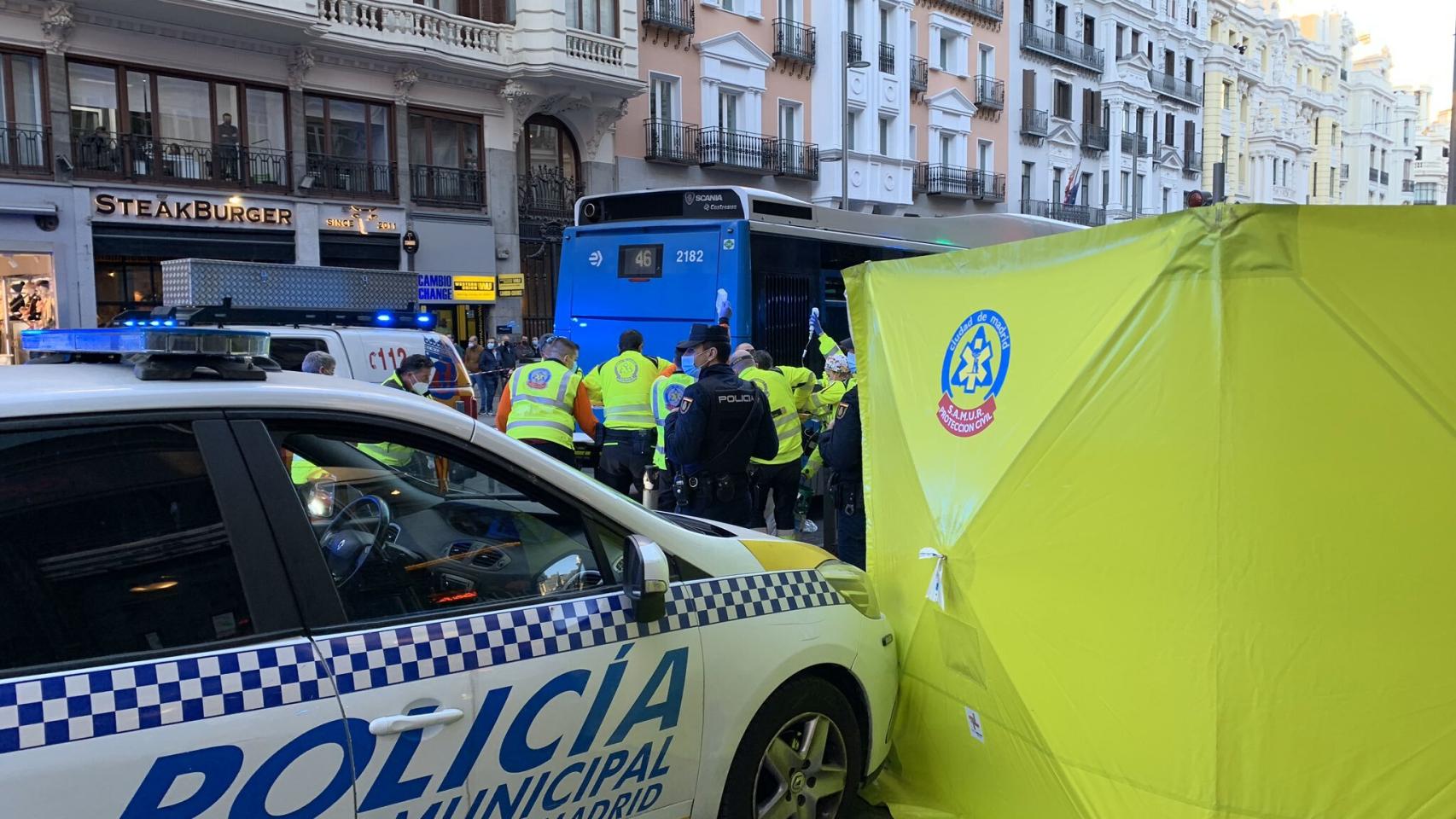 Imagen del atropello en la Gran Vía madrileña.