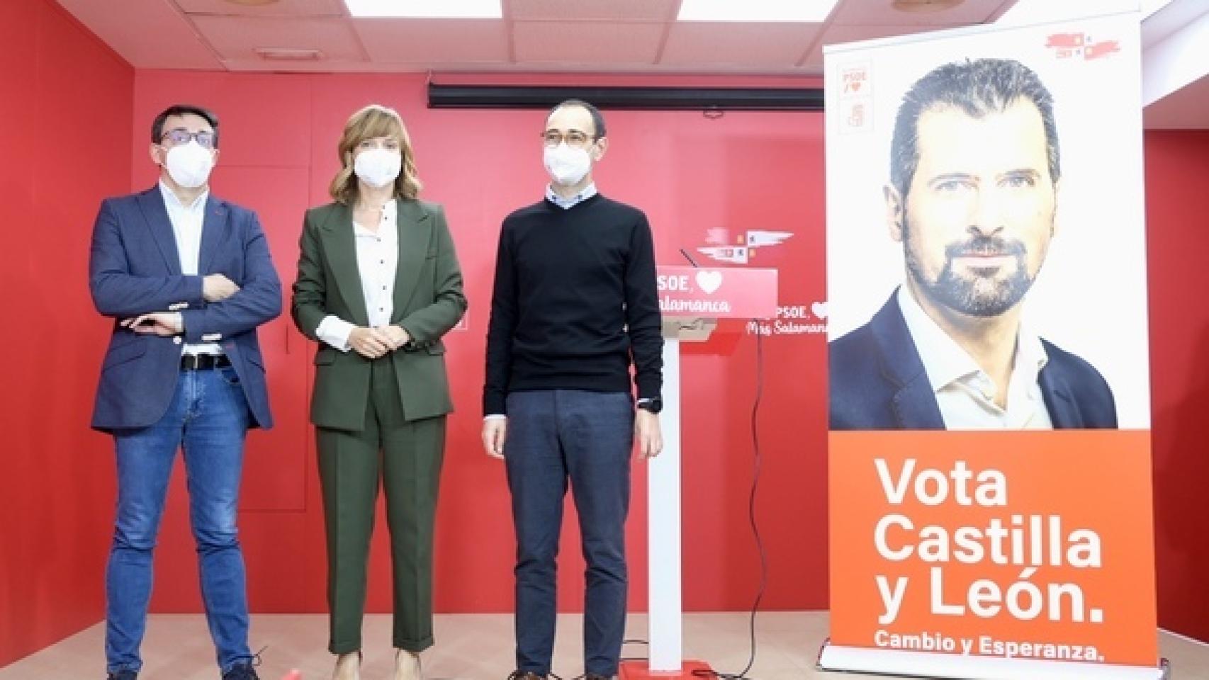David Arranz. / ICAL . La ministra de Educación y Formación Profesional, Pilar Alegría, mantiene un encuentro sectorial con colectivos de Salamanca. Le acompañan a la ministra el secretario provincial, David Serrada y el procurador Fernando Pablos entre otros afiliados del partido