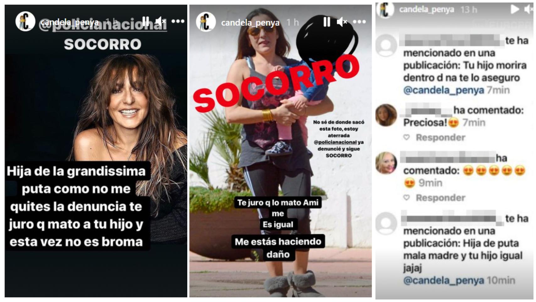 Algunos de los centenares de amenazas que recibieron la actriz y su hijo.