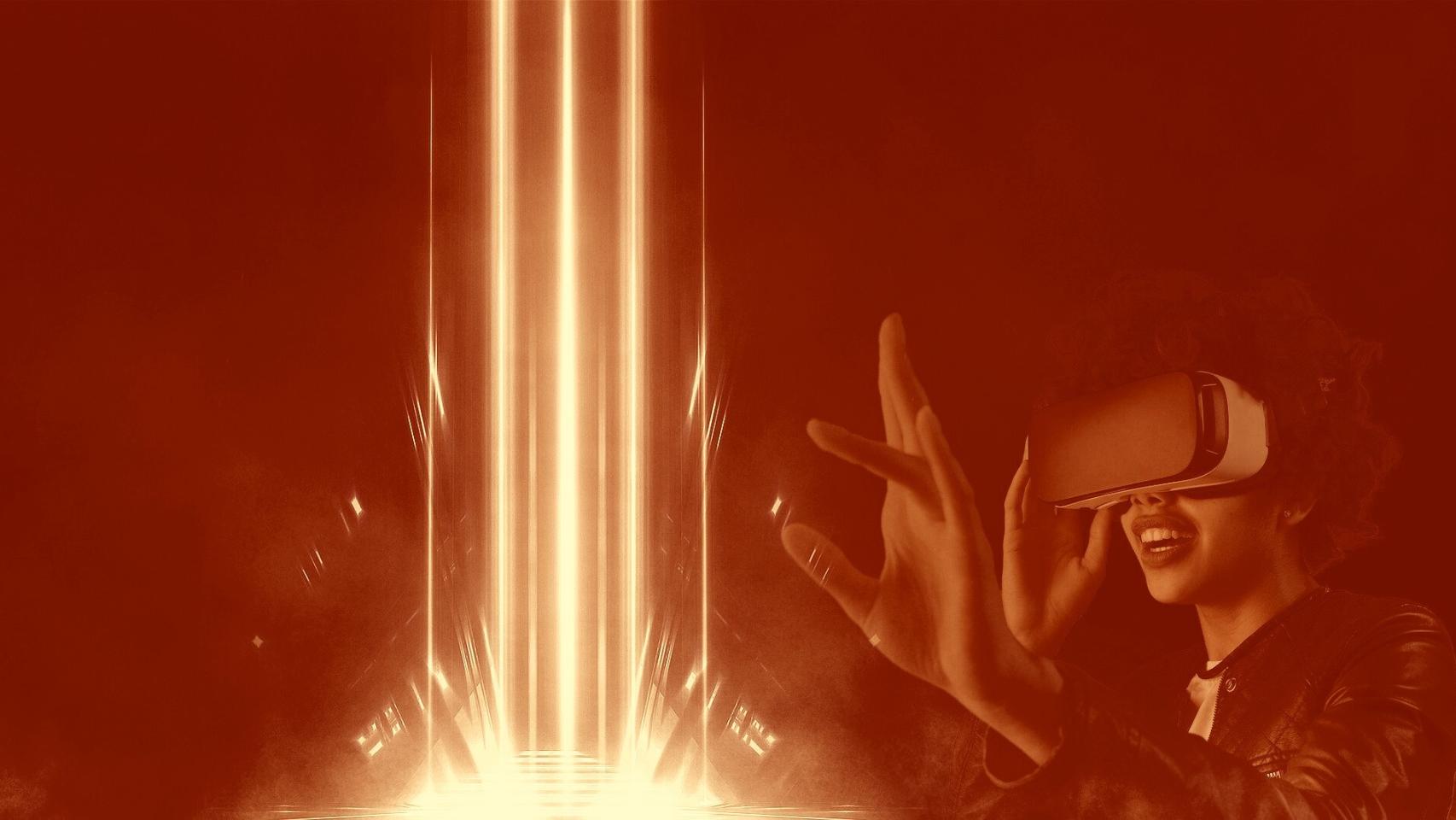 Recreación de una mujer con unas gafas de realidad virtual.