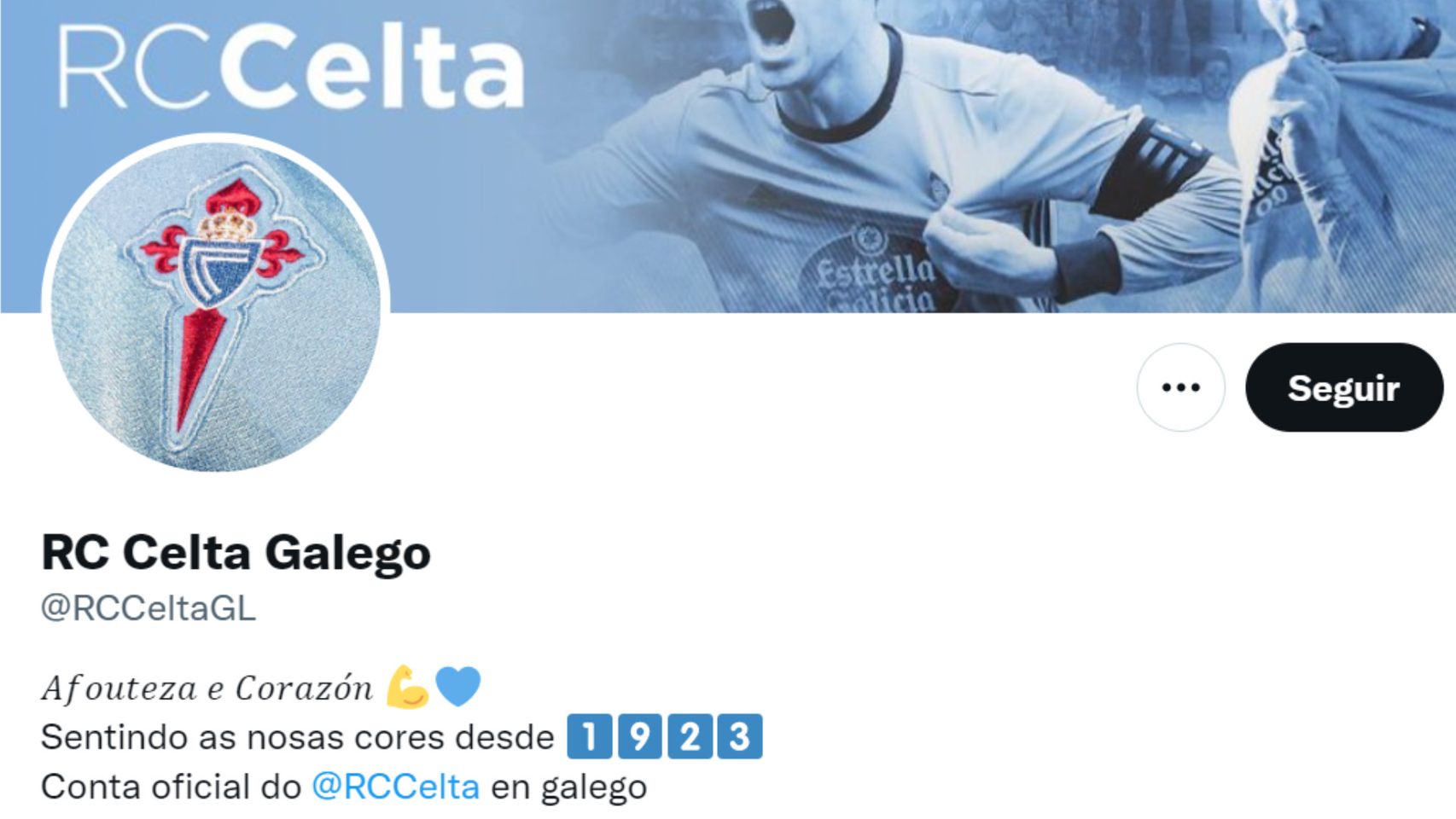 Portada de la cuenta que el Celta acaba de estrenar en gallego.
