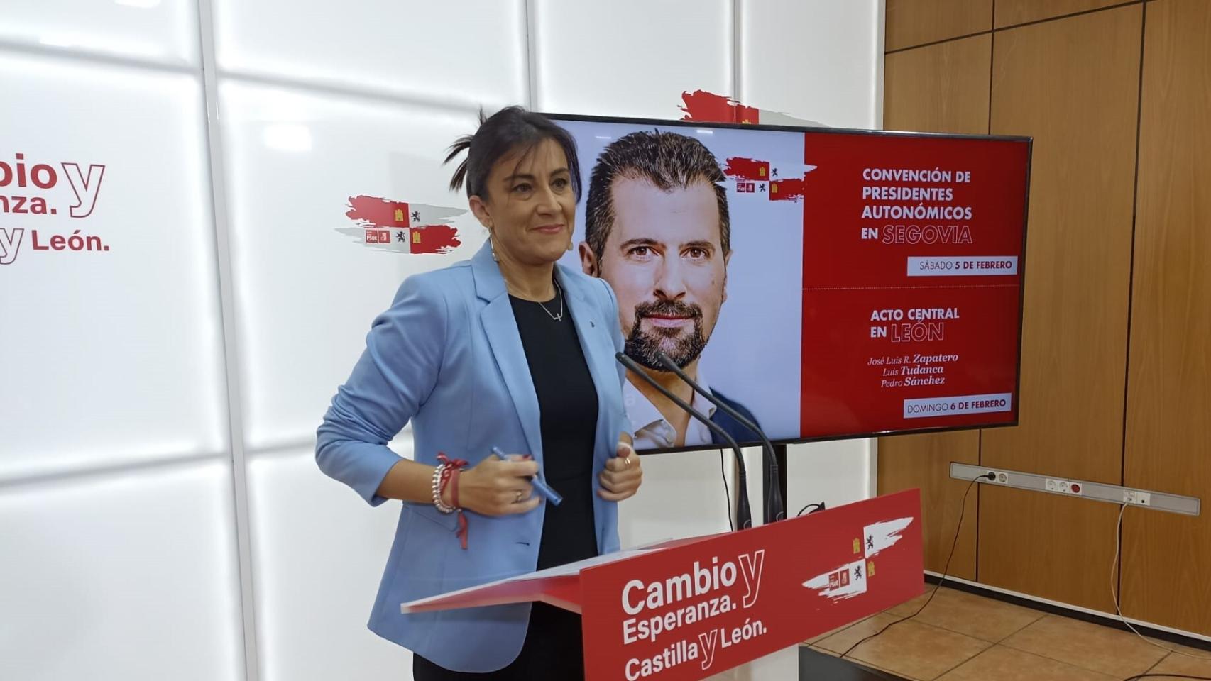 Ana Sánchez en la presentación de los dos actos del PSOECyL para este fin de semana