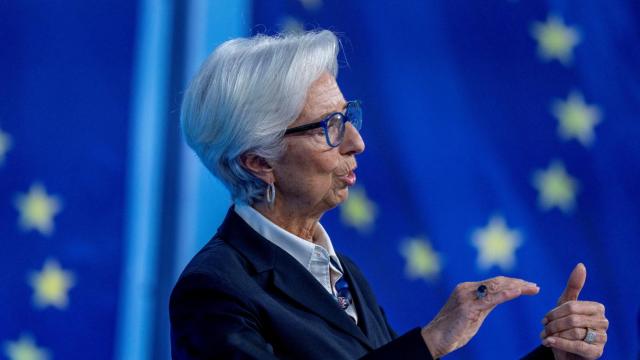 La presidenta del BCE, Christine Lagarde, durante la rueda de prensa de este jueves