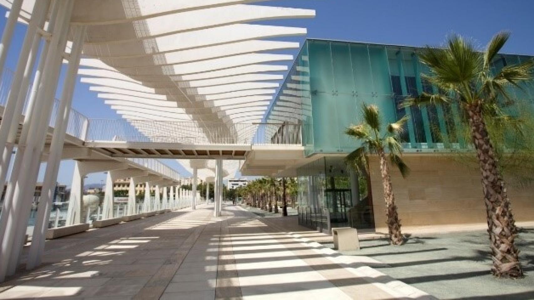 Vista del Palmeral de las Sorpresas, en el puerto de Málaga.