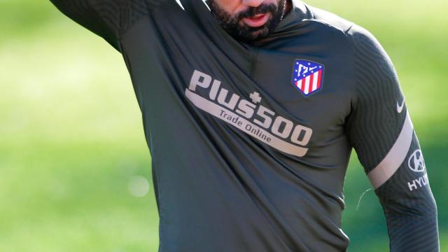 Diego Costa, en un entrenamiento con el Atlético de Madrid durante su última etapa.