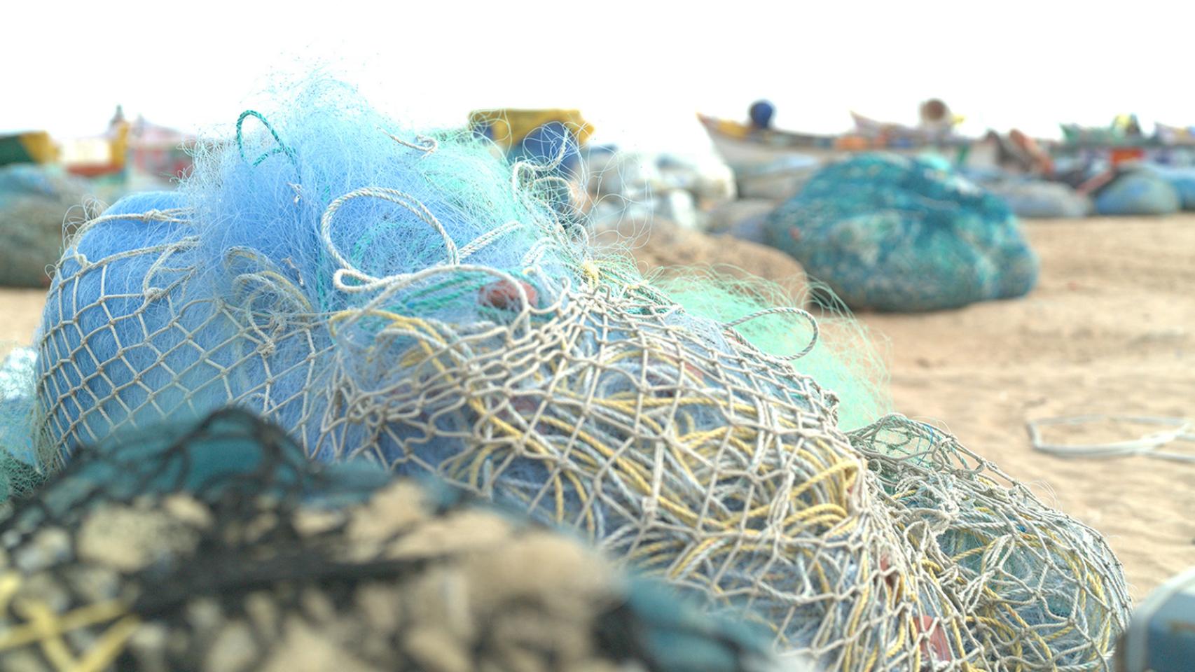 Redes de pesca abandonadas.