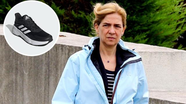 La infanta Cristina junto a sus zapatillas deportivas en un montaje de El Español.