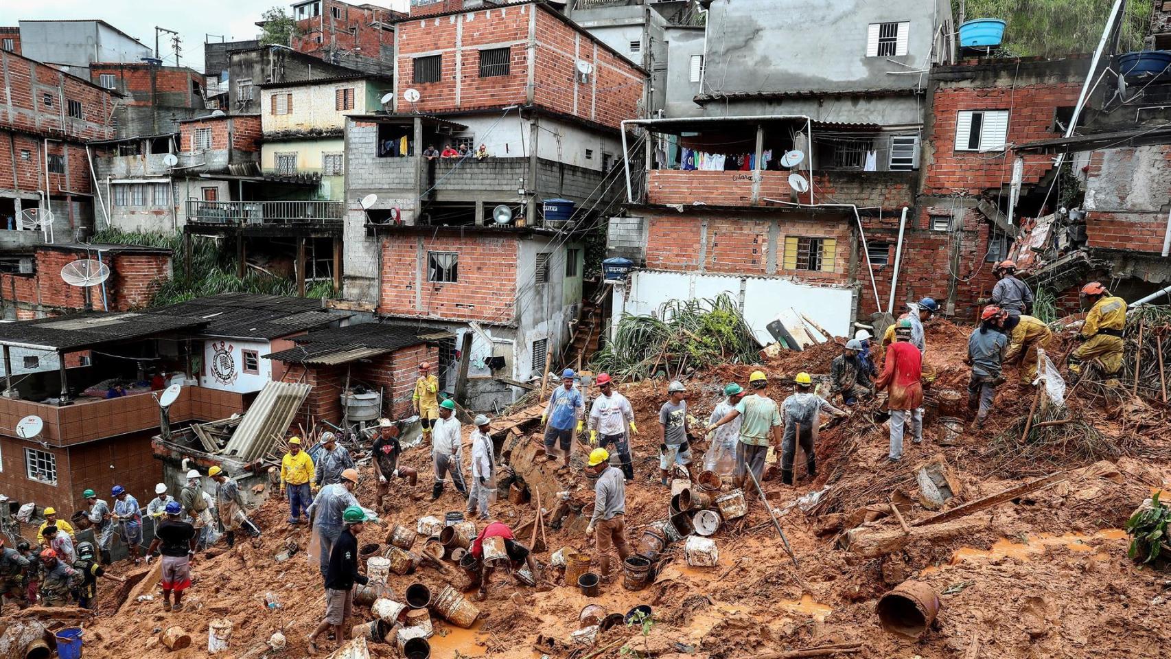 Area de deslizamiento de tierra en el barrio Jardim Paulista, en Brasil.