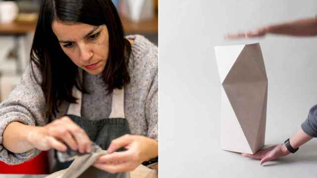 La ceramista Paula Ojea y una muestra de su trabajo.