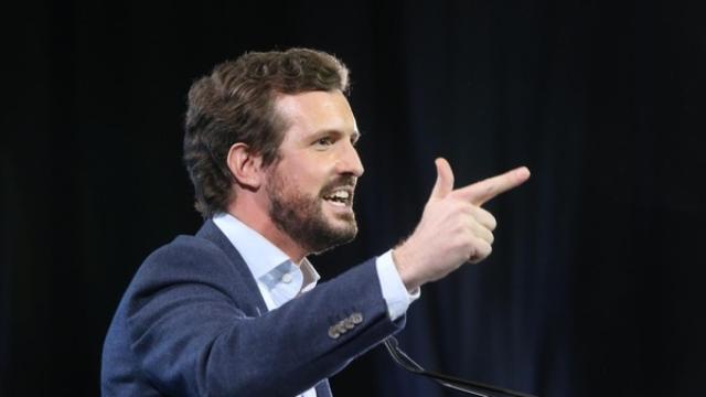 Pablo Casado en el mitin de fin de campaña celebrado en Valladolid