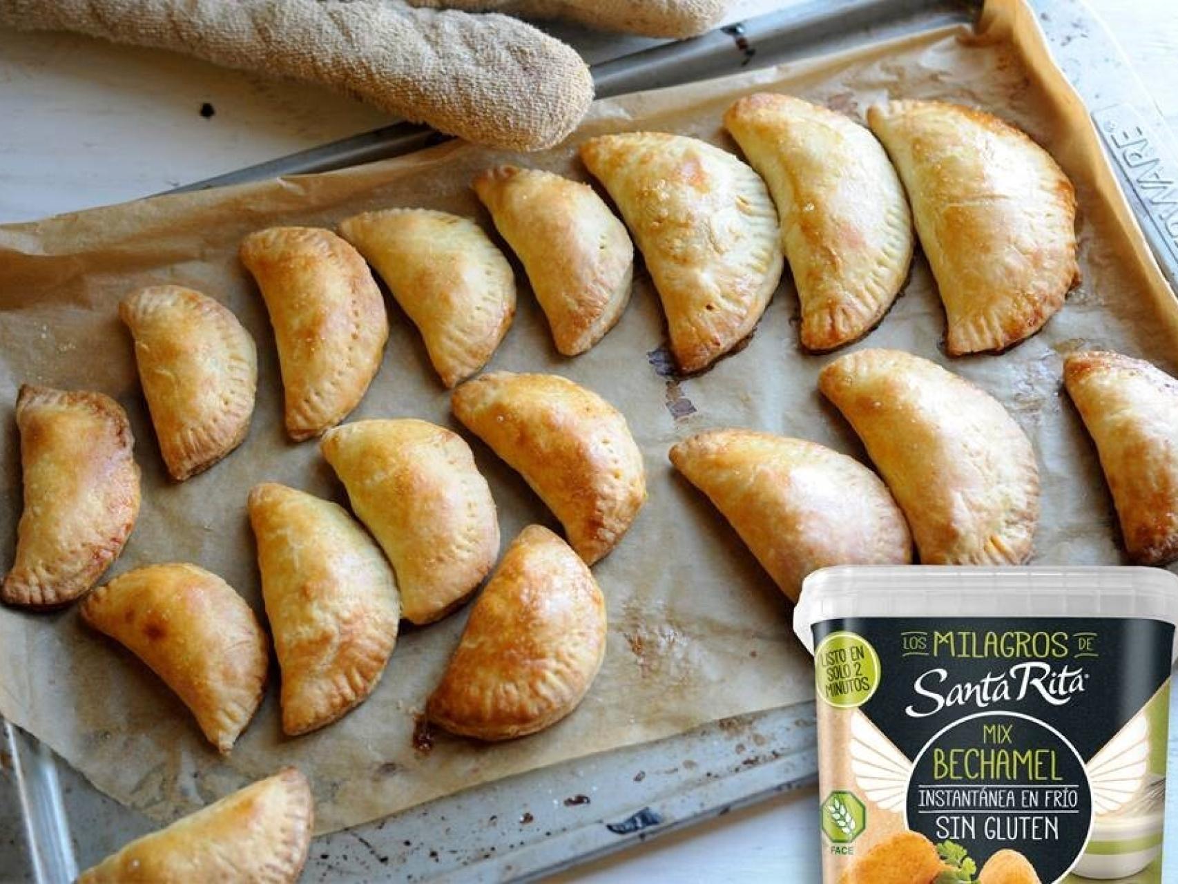 Empanadillas de bechamel sin gluten de jamón y espinacas hechas al horno, ligeras e irresistibles