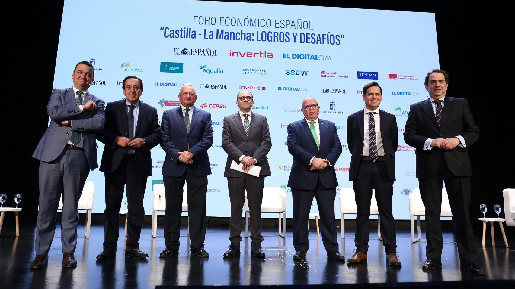 Francisco Martínez Arroyo, Pedro Barato, Ángel Villafranca, Eusebio Cedena, Gregorio Gómez, José María Manzanilla y Víctor Yuste, de izquierda a derecha.