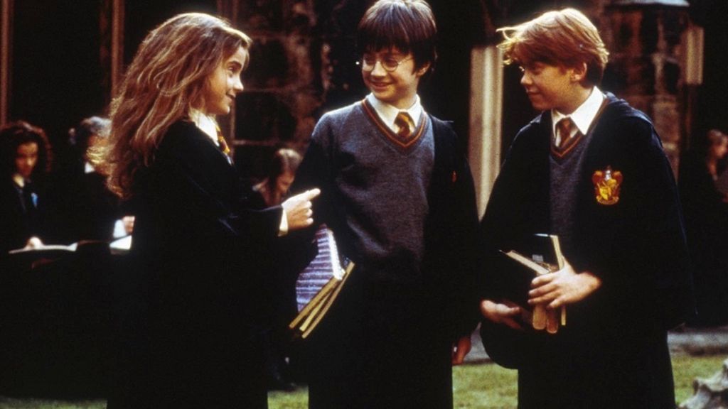 Hermione, Harry y Ron en 'Harry Potter y la piedra filosofal'.