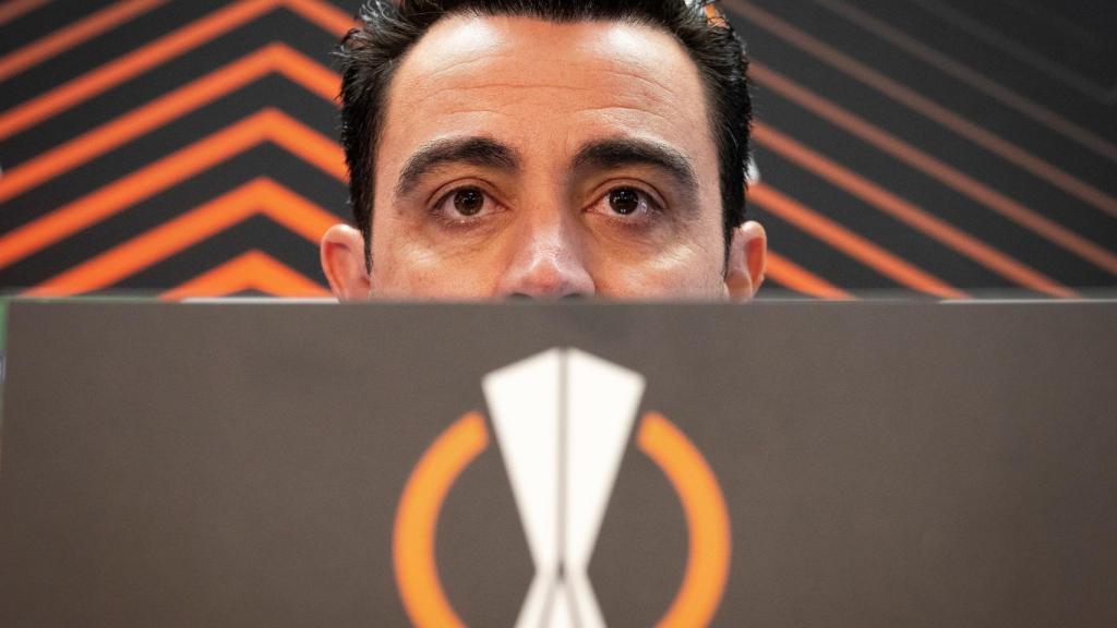 Xavi Hernández, durante una rueda de prensa.