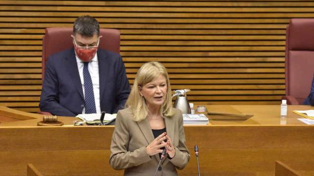 La consellera Gabriela Bravo durante una intervención en las Cortes Valencianas.