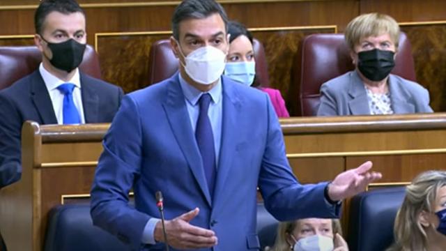 Pedro Sánchez, presidente del Gobierno, en el Congreso de los Diputados este miércoles.
