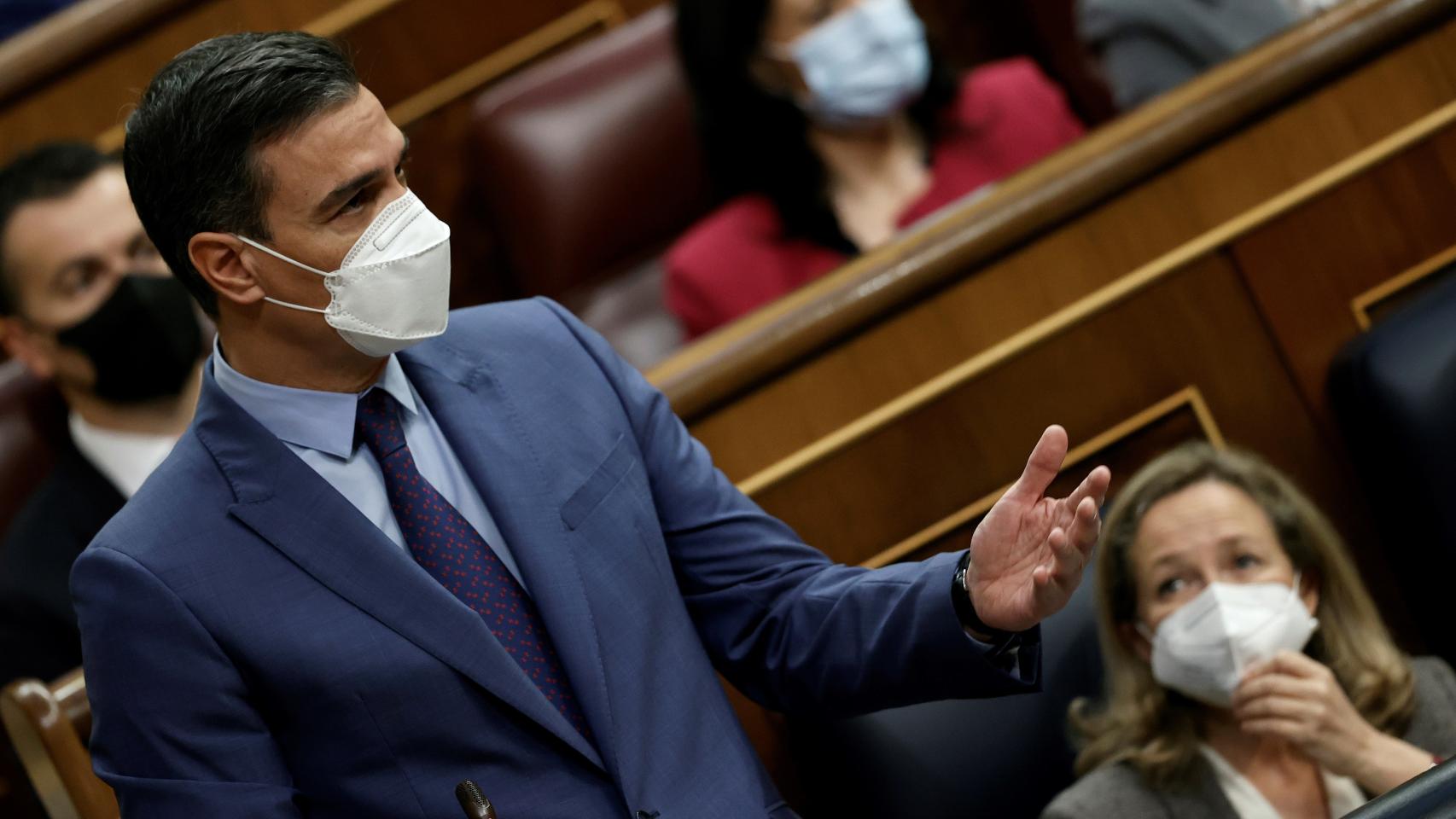 Pedro Sánchez, presidente del Gobierno, en el Congreso de los Diputados este miércoles.