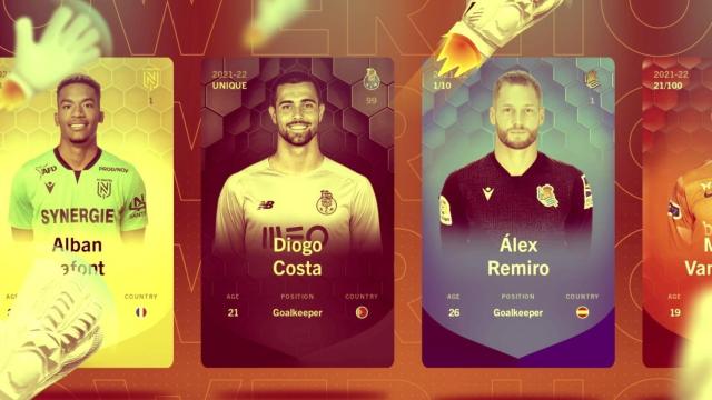 Varios NFT de jugadores de fútbol de Sorare.