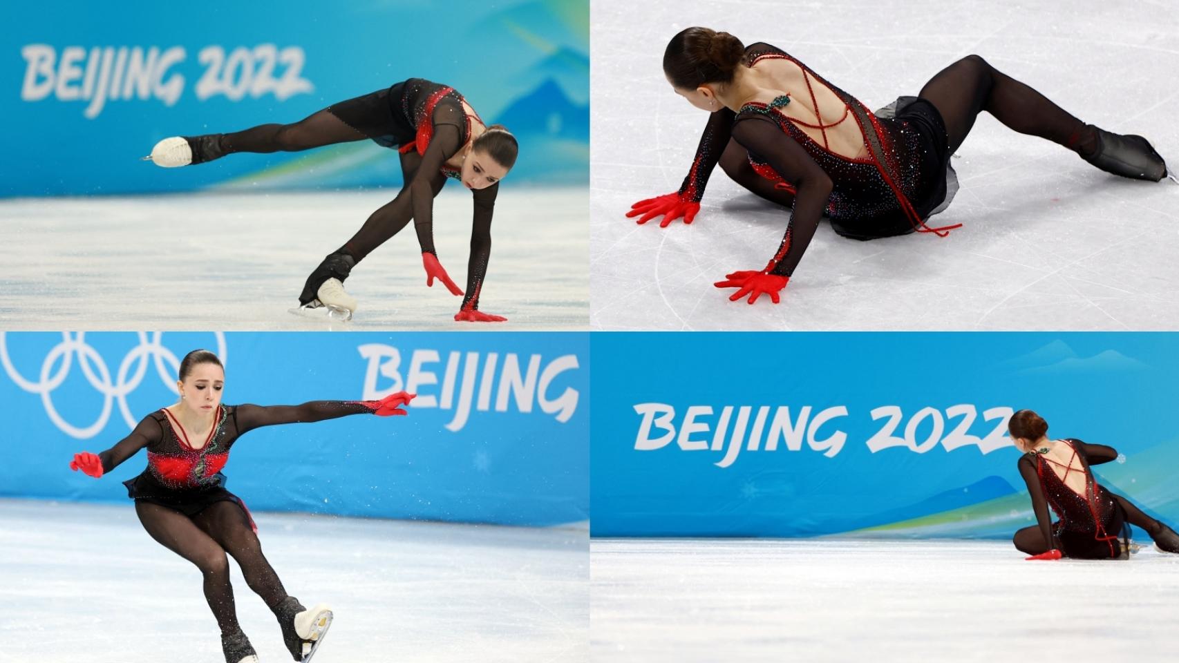 Cuatro momentos del ejercicio de Kamila Valieva.