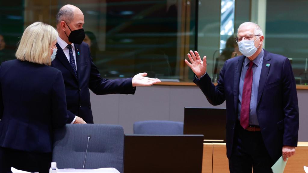 El jefe de la diplomacia europea, Josep Borrell, durante la cumbre de este jueves