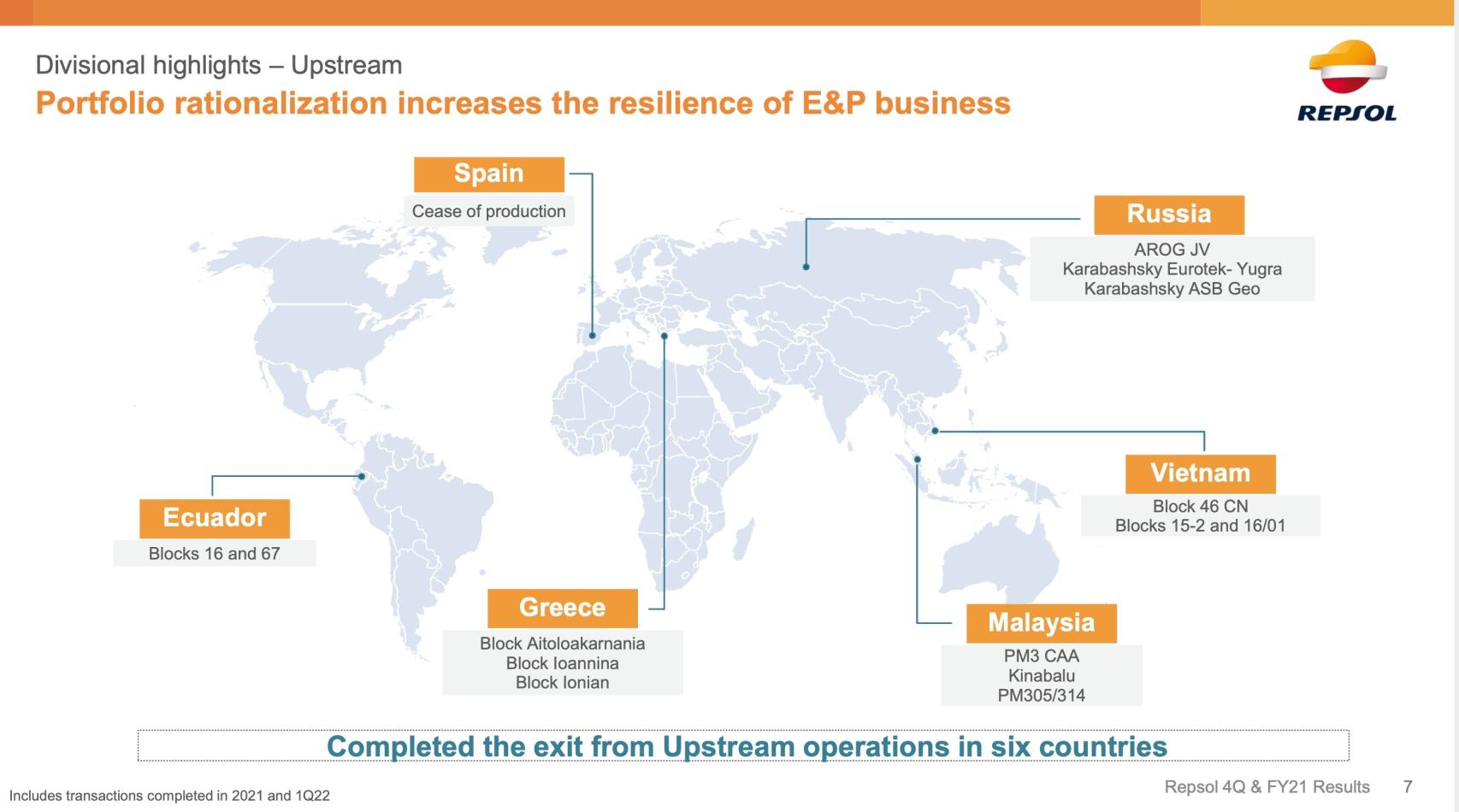 Países donde Repsol cesa su producción.