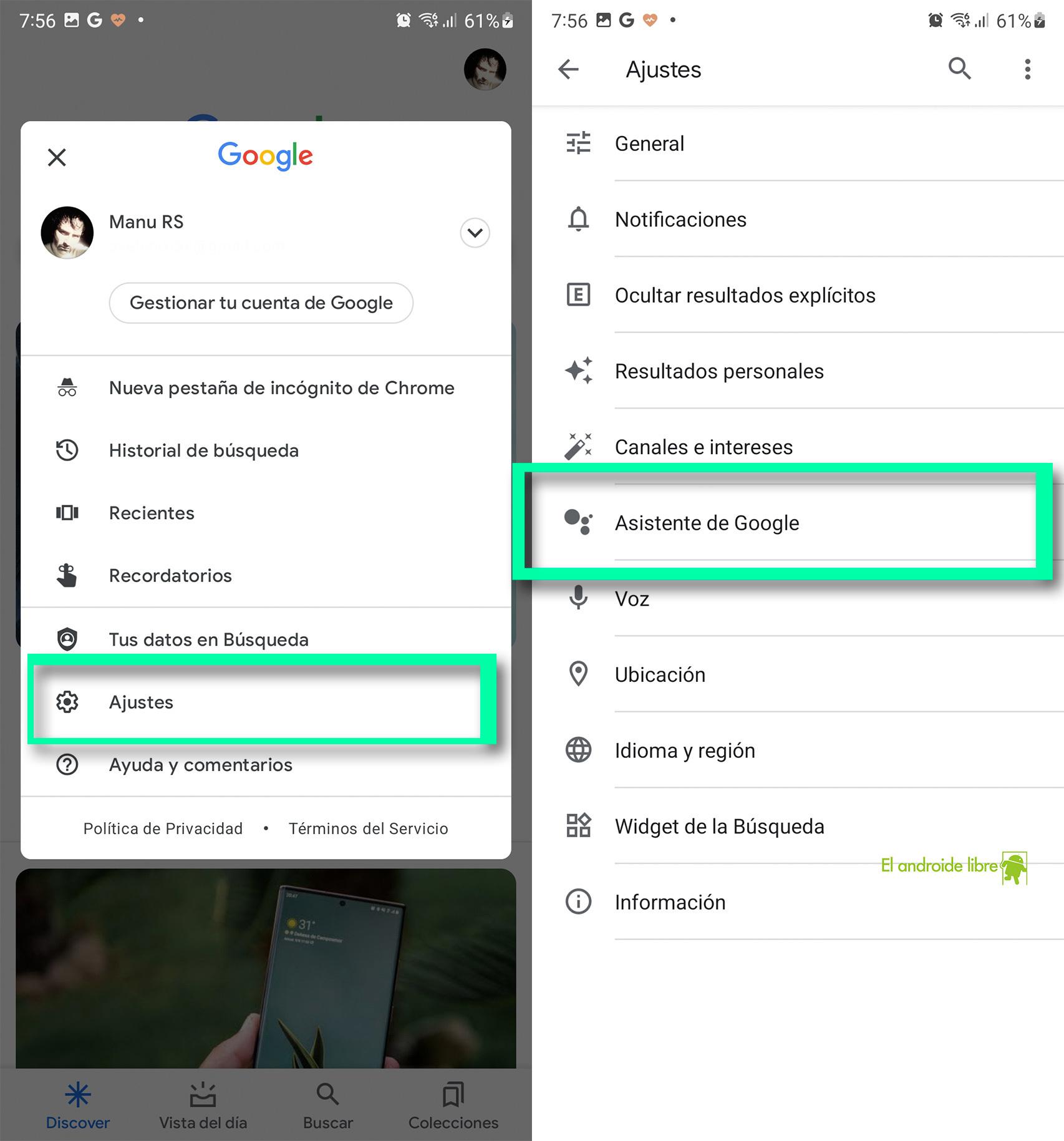 Ajustes de Google Assistant