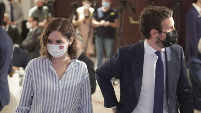 Isabel Díaz Ayuso y Pablo Casado, en un acto público.