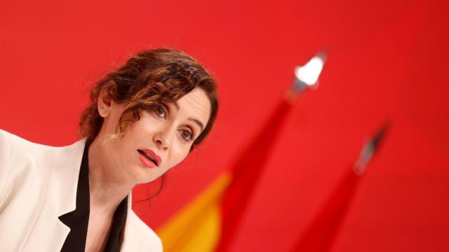 La presidenta de la Comunidad de Madrid, Isabel Díaz Ayuso, en su comparecencia de este jueves. Efe