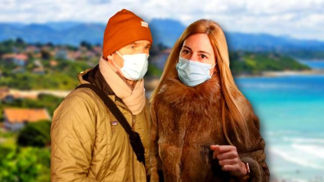 Iñaki Urdangarin y Ainhoa Armentia con la playa de Bidart al fondo en un montaje de El Español.