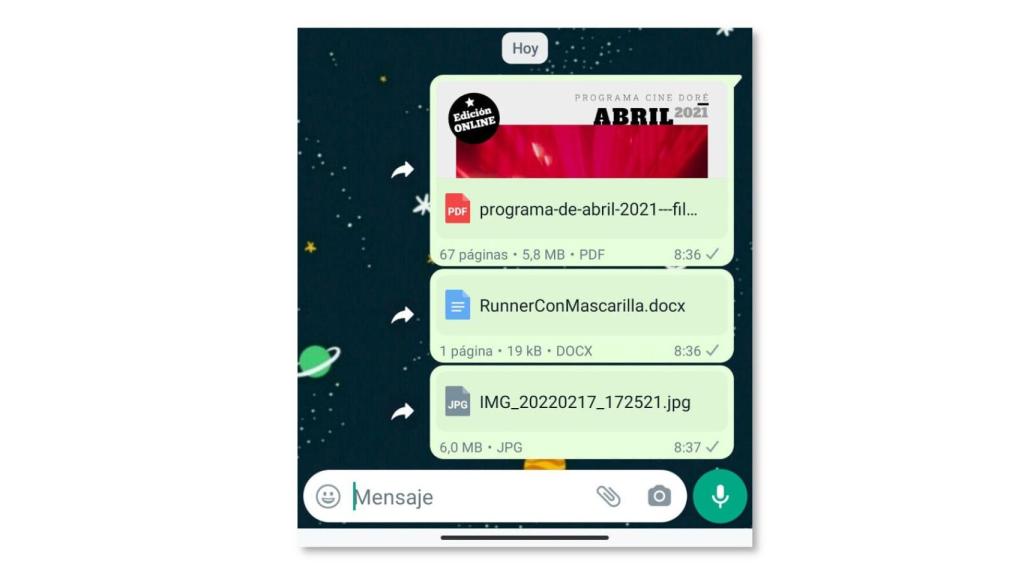 Vistas previas en WhatsApp