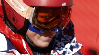 Mikaela Shiffrin en la ceremonia de entrega de medallas de Beijing 2022