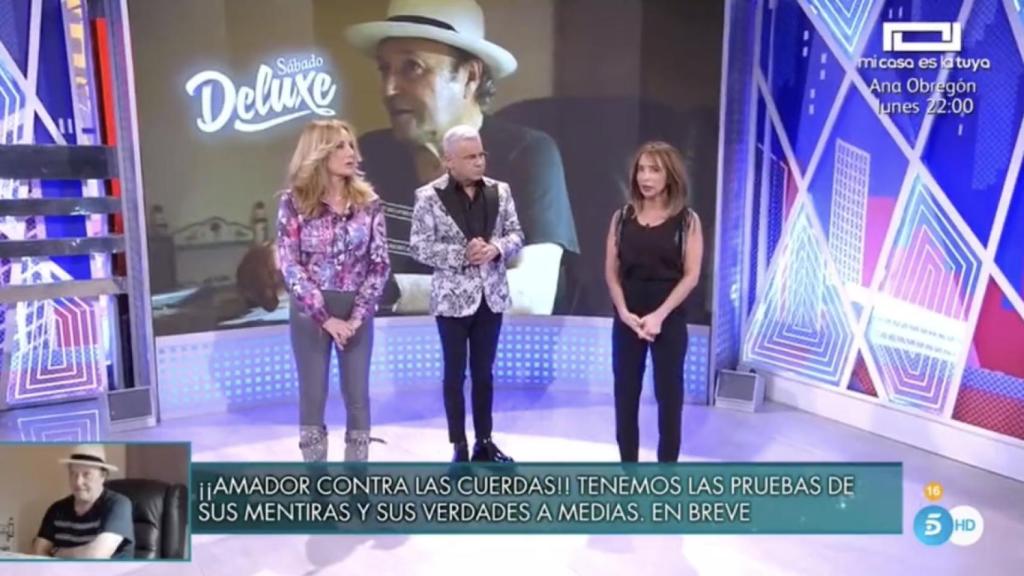 Belén Ro, María Patiño y Jorge Javier Vázquez en el momento del enfrentamiento.