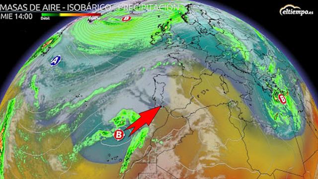 La aproximación de la DANA desde el archipiélago canario. Eltiempo.es
