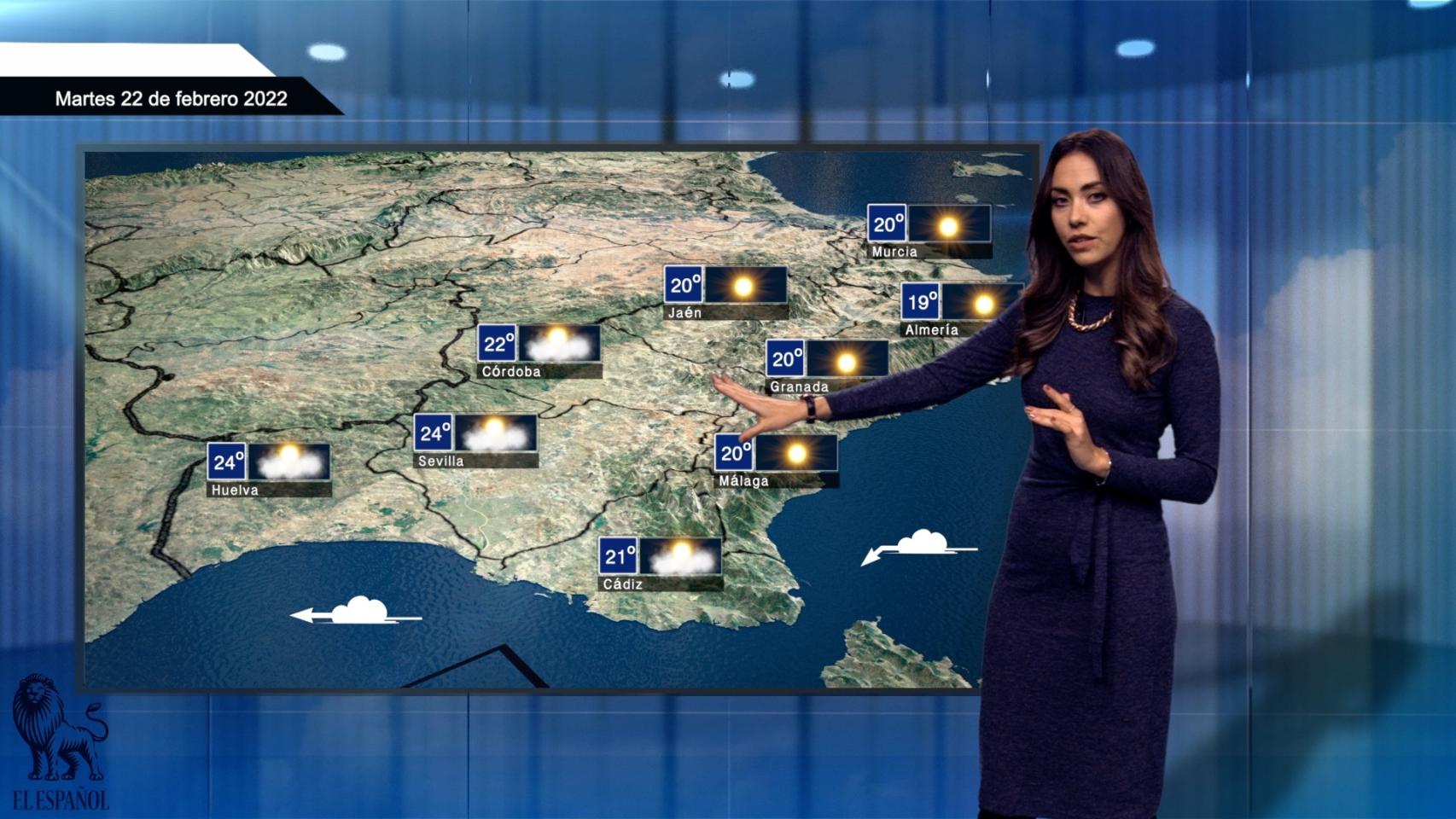 El tiempo para el martes 22 de febrero.