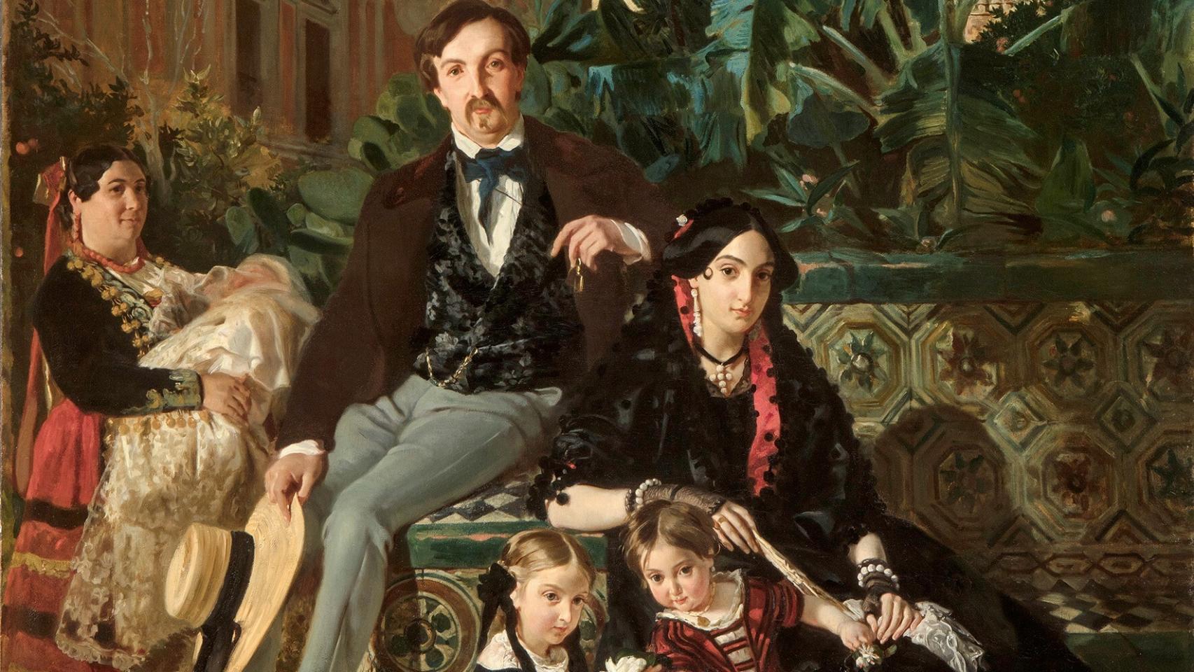 Alfred Dehodencq: detalle de 'El duque de Montpensier con su familia...' 1853